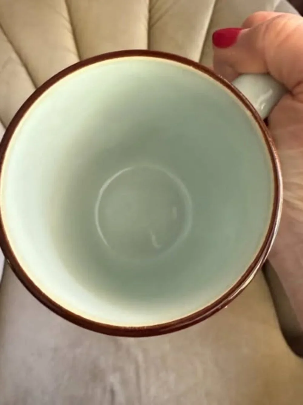Ceramic Mug Coffee Cup Teacup Cream Blue Tint Farmhouse Cottage Mug Set of 4